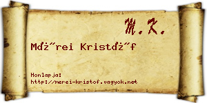 Mérei Kristóf névjegykártya